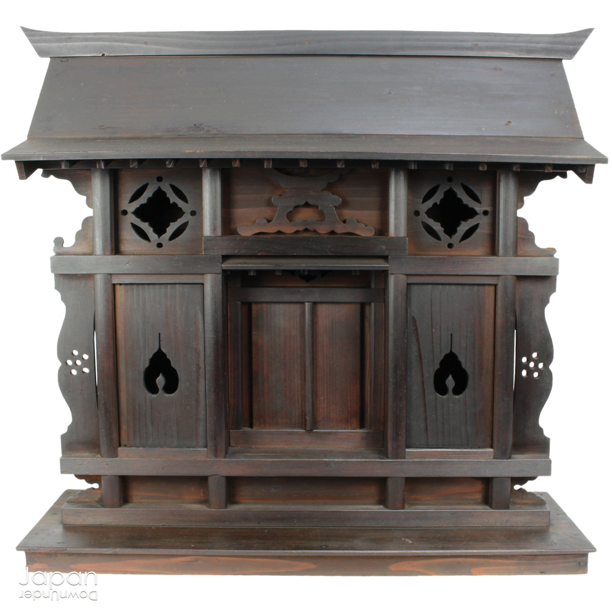 A wonderful antique folk art Japanese kamidana shrine that exudes a beautiful rustic charm, sure to add a touch of serenity to your living space. Crafted with intricate details and a timeless aesthetic.