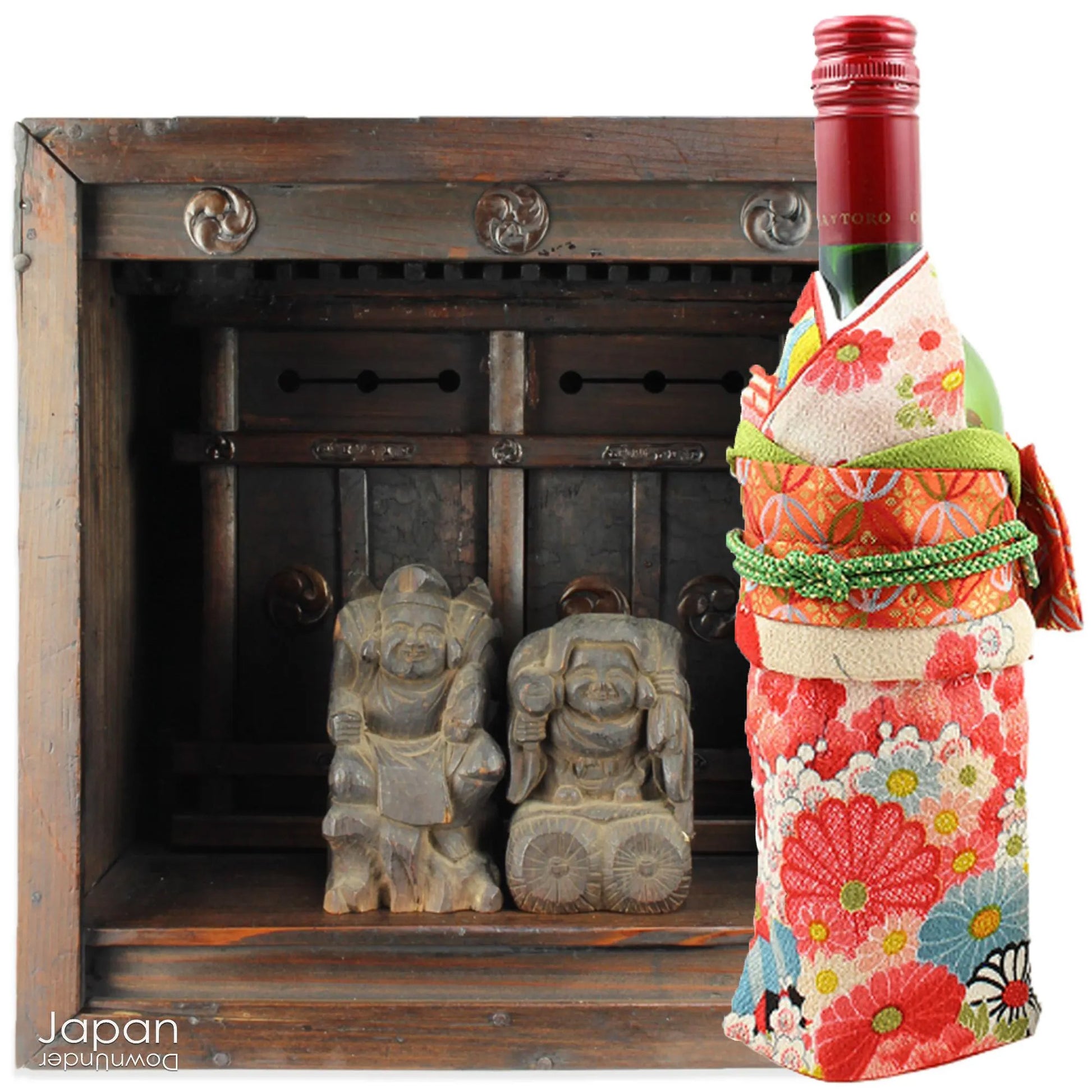 Bring a piece of history into your home with this rare 1800&#39;s Shinto folk faith shrine, perfect for creating a sacred space on your own god shelf or within your home. This antique religious decor piece includes the lucky gods, Ebisu and Daikoku.