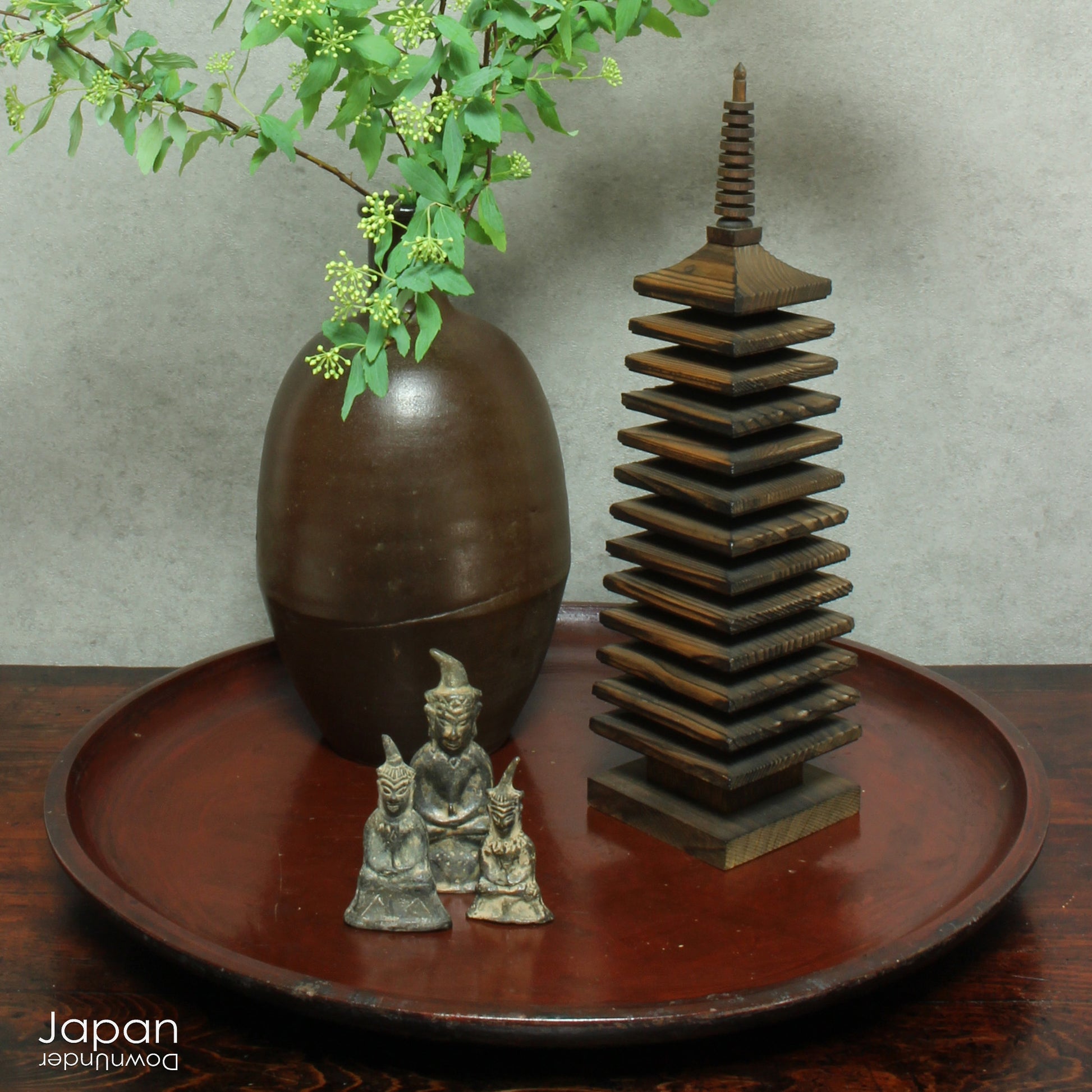 Elevate the energy of your space with this attractive wooden pagoda statue from the renowned Tanzan Shrine in Nara. &nbsp;Evoking serenity and peace, this timeless piece is more than just a decorative item—it's a symbol of good fortune, positive energy, and spiritual enlightenment. Perfect for bringing harmony into your home or office, it serves as a powerful and elegant reminder of life's blessings.