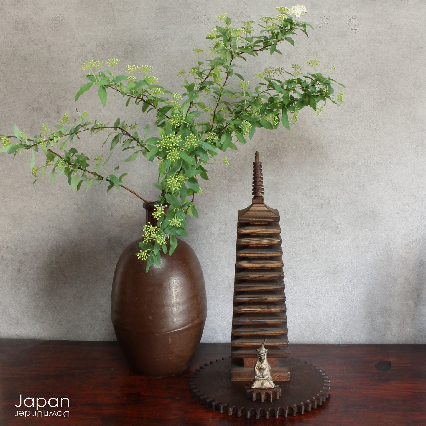 Elevate the energy of your space with this attractive wooden pagoda statue from the renowned Tanzan Shrine in Nara. &nbsp;Evoking serenity and peace, this timeless piece is more than just a decorative item—it's a symbol of good fortune, positive energy, and spiritual enlightenment. Perfect for bringing harmony into your home or office, it serves as a powerful and elegant reminder of life's blessings.