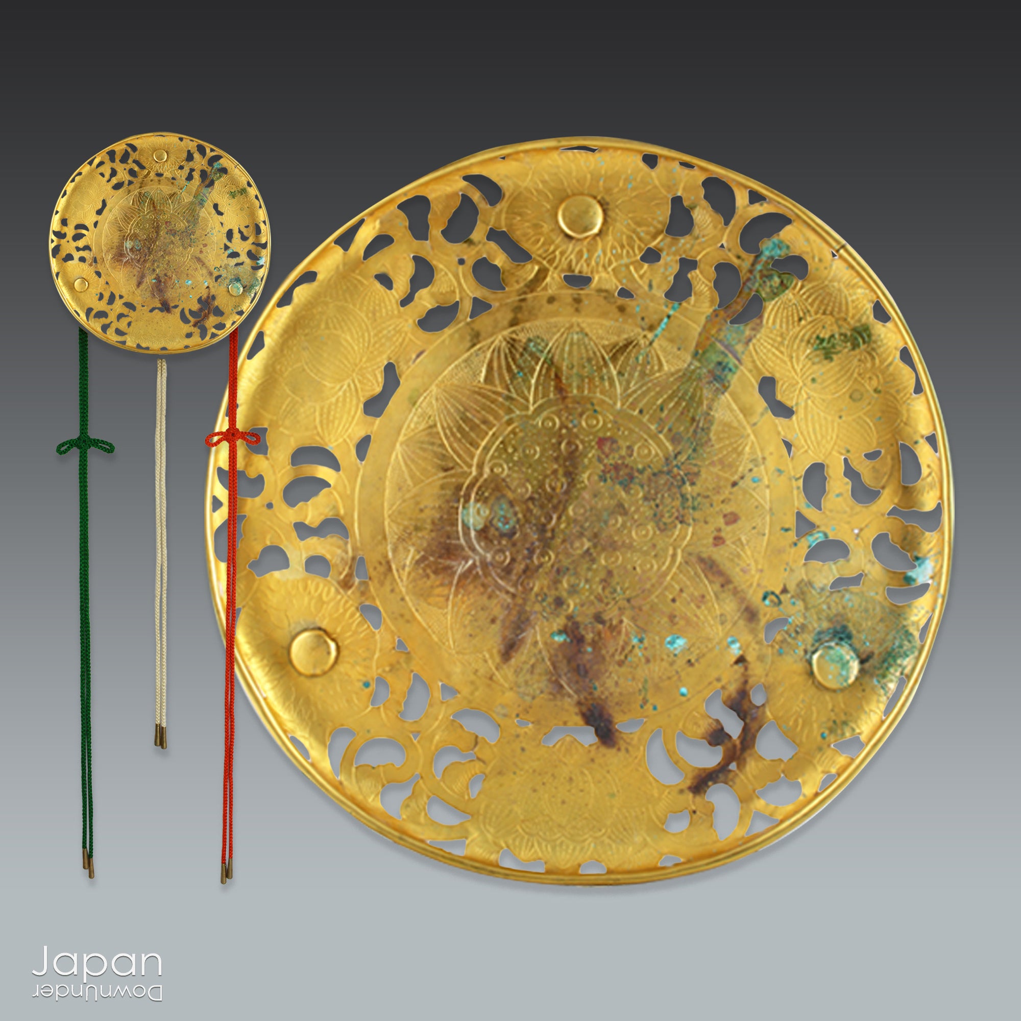 japanese antique buddhist brass flower plate with lotus flower design ...