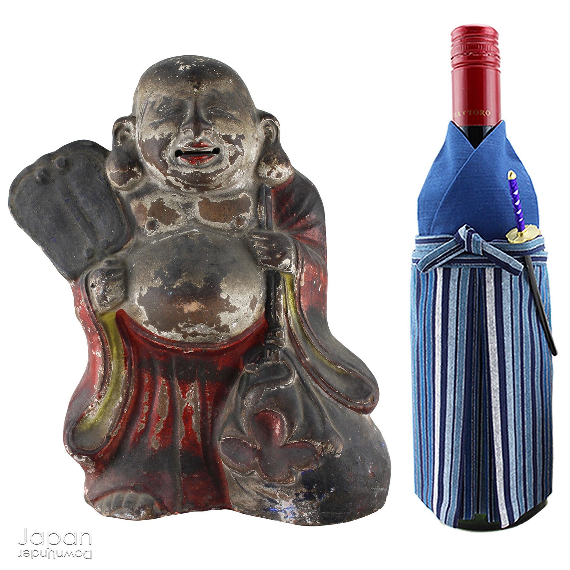 
A wonderful piece of history, this charming 1800’s clay doll, shaped as Hotei, is the god of contentment and happiness and the guardian of children. This unique Shinto amulet is a rare find, adding a touch of whimsy and protection to your home.