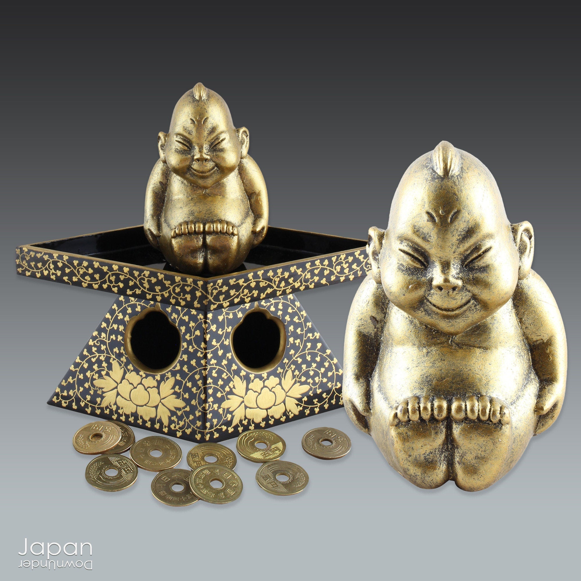 extra small billiken on hina doll lacquer stand, japanese god statue ...